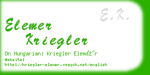 elemer kriegler business card